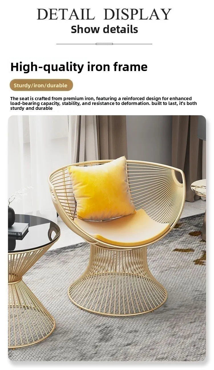 High-end stainless steel dining chair single sofa chair designer home living room wrought iron balcony