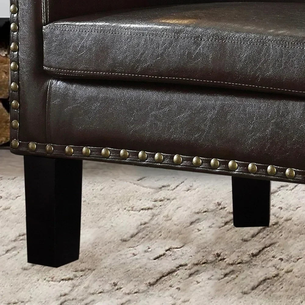 -Living Room Chairs Relaxing Chair Chaise Longisers Dark Brown Faux Leather Upholstery Chairs Club Style Armchairs Furniture Hom