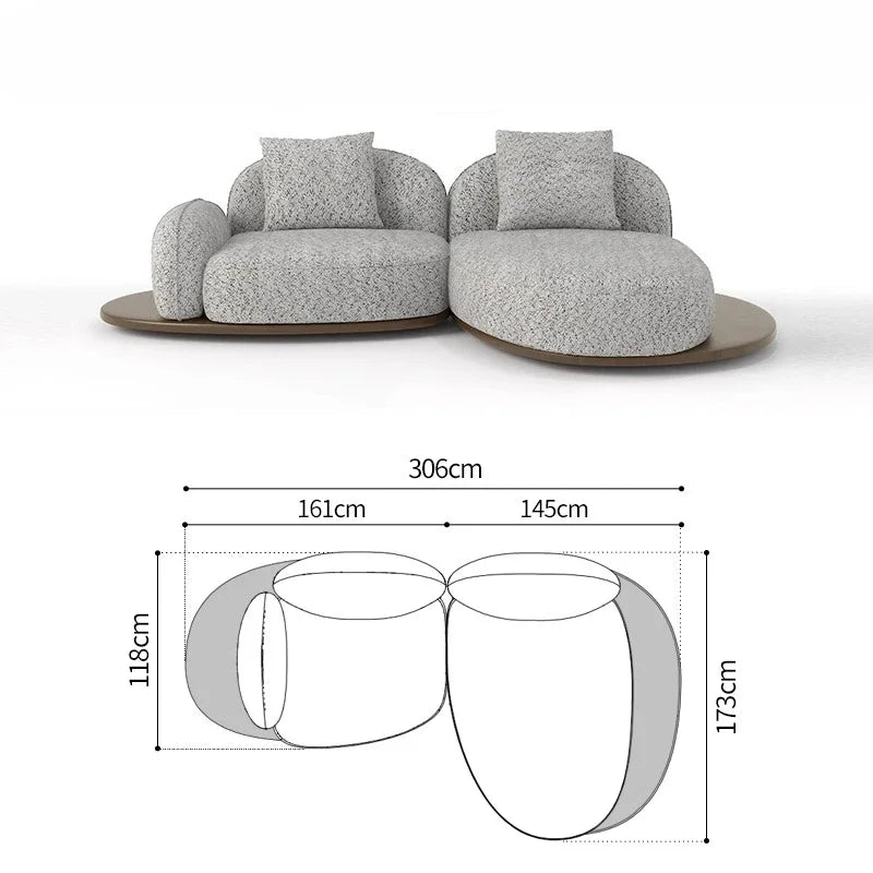 Living Room Coffee Table Designer Creative Three-person Log Style Furniture Modern Simple Modern Morocco Fabric Sectional Sofas