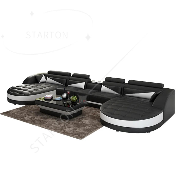 Luxury  Leather Sofa Villa Modern Living Room Couch Set