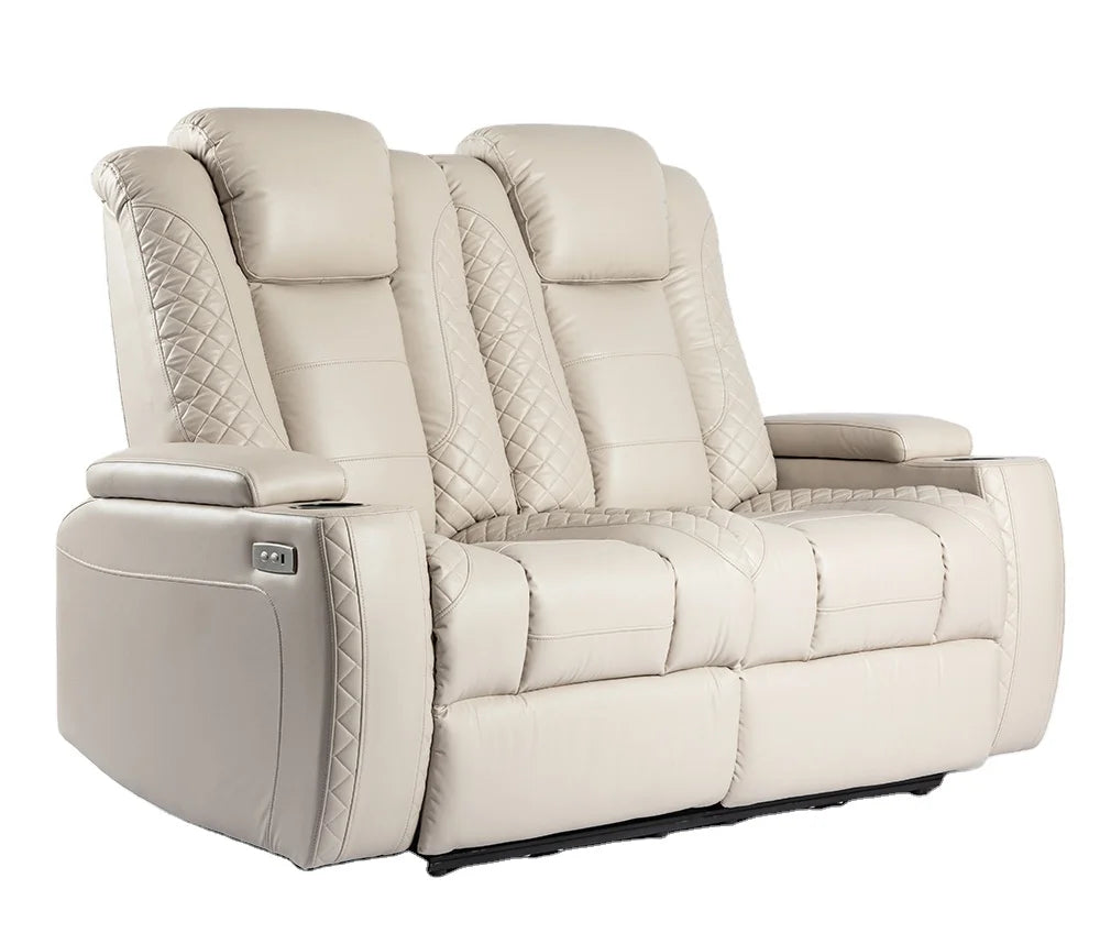 Electric Lever 2 Seater Recliner Cinema Chair Loveseat  With Cup Holders