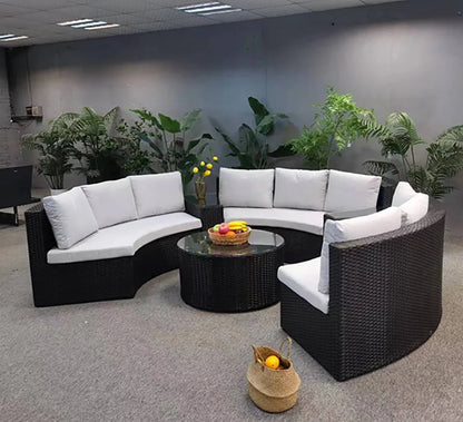 Outdoor sofa courtyard villa garden outdoor arc leisure combination aluminum alloy waterproof sunscreen rattan sofa