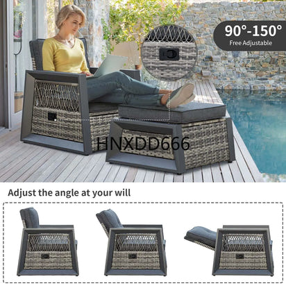 Aluminum Patio Furniture Modern Outdoor Sofa Rattan Garden Sofa with Storage Coffee Table