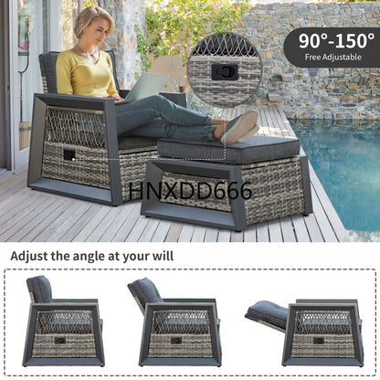 Aluminum Patio Furniture Modern Outdoor Sofa Rattan Garden Sofa with Storage Coffee Table