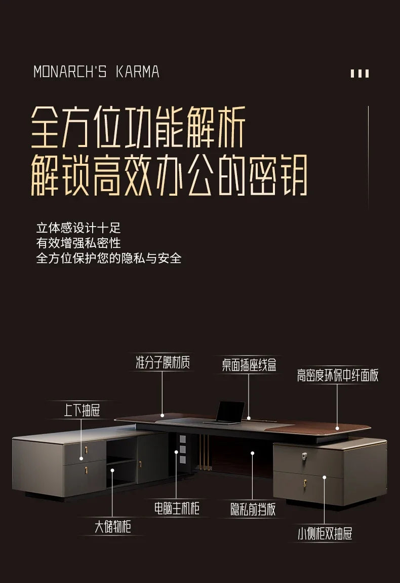 Filing Cabinet Luxury Large Computer Tables Modern Minimalist Executive Manager President Table Office Combination Furniture