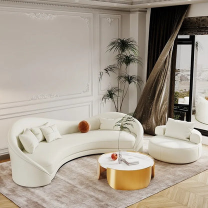 Canapé incurvé de forme spéciale crème vent, célébrité d'internet, magasin de vêtements irrégulier pour femmes, salon de beauté, zone de repos, canapé de réception