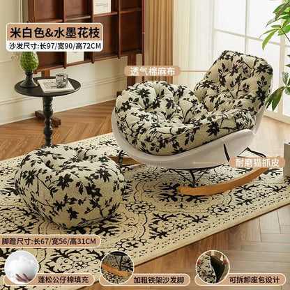 Elegant Nordic Rocking Chair for Living Room Single Penguin Chair Cozy Lazy Sofa Stylish Lounge Chair for Balcony and Patio