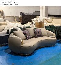 High Quality Living Room Furniture Modern Minimalist Sofa Cama Leather Large Curved Couch Sofa for Villa Sofas De Salon