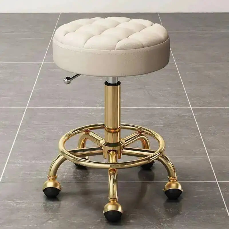 Barber Hairdressing Salon Chairs Gold Beauty Makeup Chair Furniture Office Desk Stool With Wheels Swivel Lifting Round Stools