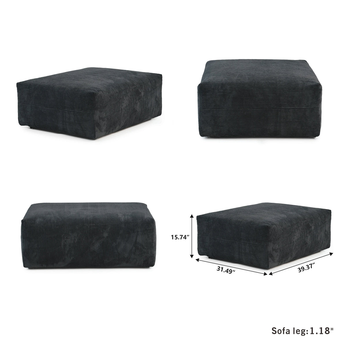 Modern Corduroy Fabric Sectional Couch with 4 Pillows 102