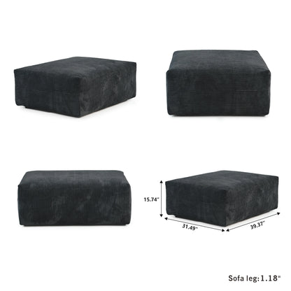 Modern Corduroy Fabric Sectional Couch with 4 Pillows 102" L-Shaped Sofa with Chaise Ottoman Hardwood Frame Sofa for Living Room