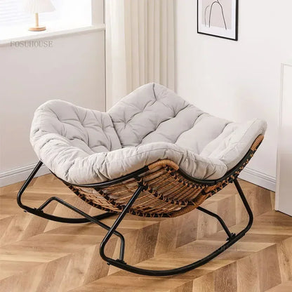 Nordic Lazy Living Room Chairs Home Balcony Rocking Chairs Reclining Sofas Rattan Sofa Leisure Rocking Chair Home Furniture
