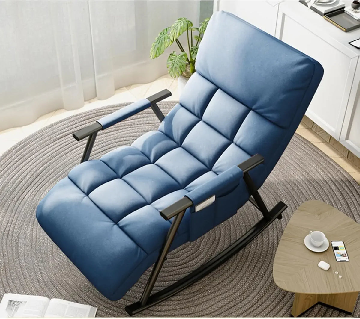 Lazy Rocking Chair Washable Technology Cloth Relaxation And Comfort Lounge Chairs 5 Angle Adjustment Detachable Recliner Chair