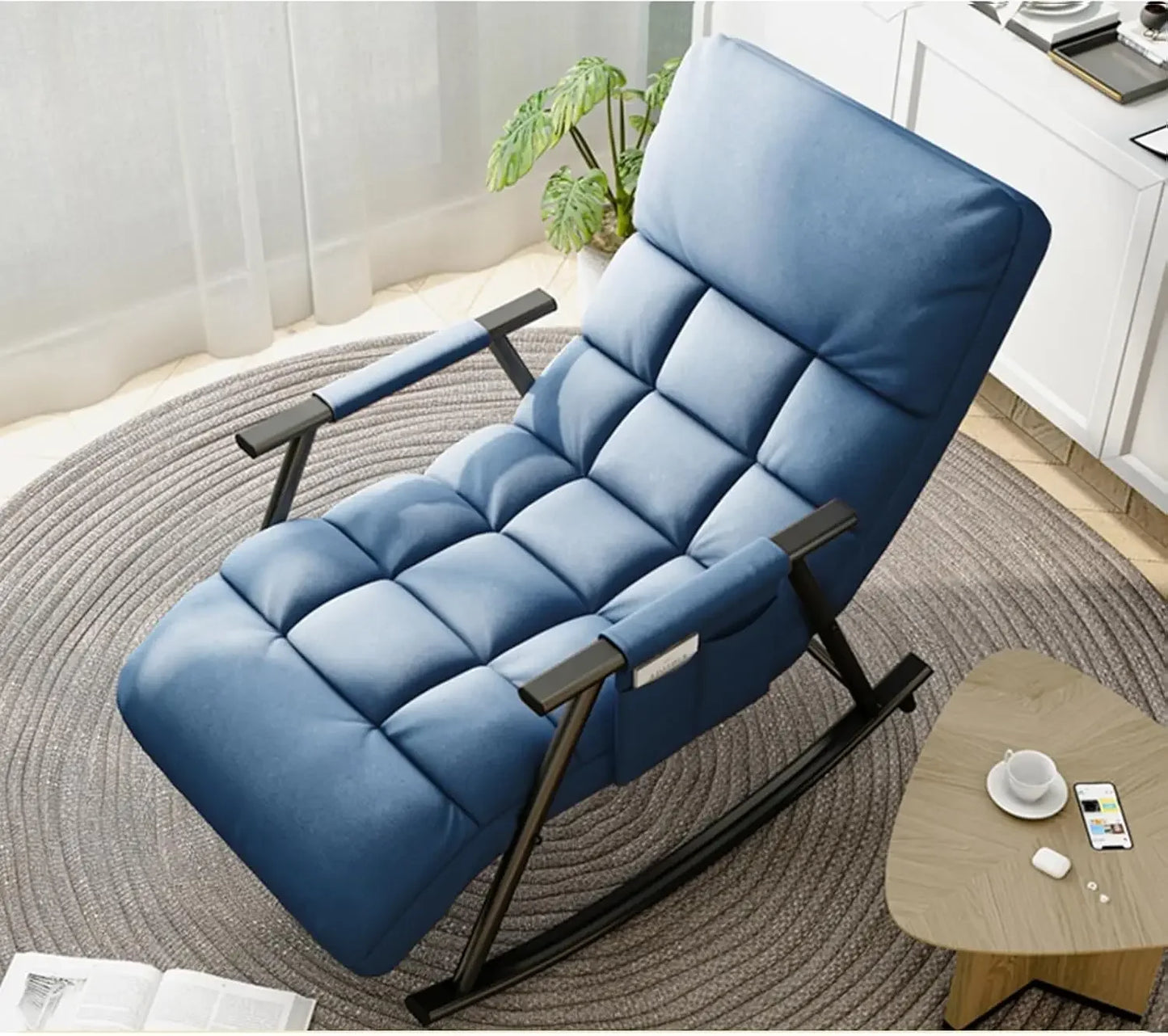 Lazy Rocking Chair Washable Technology Cloth Relaxation And Comfort Lounge Chairs 5 Angle Adjustment Detachable Recliner Chair