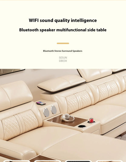 Modern Style Multifunctional Sofa Single Seat L-Shaped Combination Sofa With Massage Chair Leather Sofa Set With Speaker