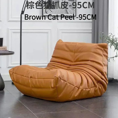 Single sofa living room bedroom lazy fabric leather leisure chair small apartment cream wind