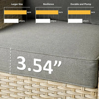 Wicker Patio Furniture Set Modern Outdoor Conversation  Sofa with Cushion and Ottomans for Garden, Poolside, Backyard