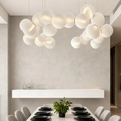 SANDYHA French Style Acrylic Ball Pendant Lights Creative Hanging Chandelier LED Lamps for Living Room Dining Table Modern Home