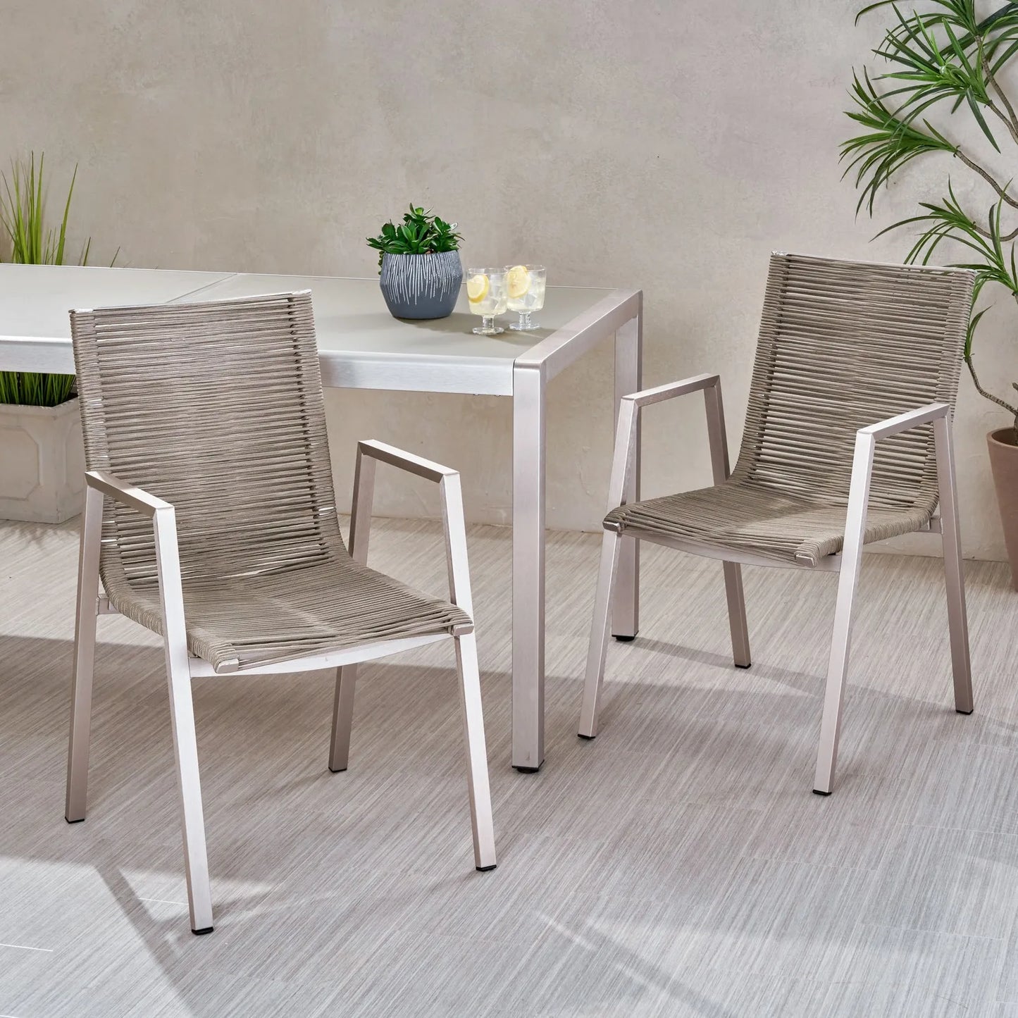Steel Conversation Accent Furniture for Patio (Set of 2) for Porch, Backyard, Garden, Indoor