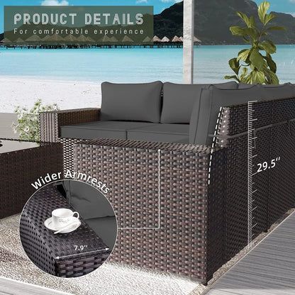 "13-piece propane fire pit patio furniture set with sectional sofa and conversation area"
