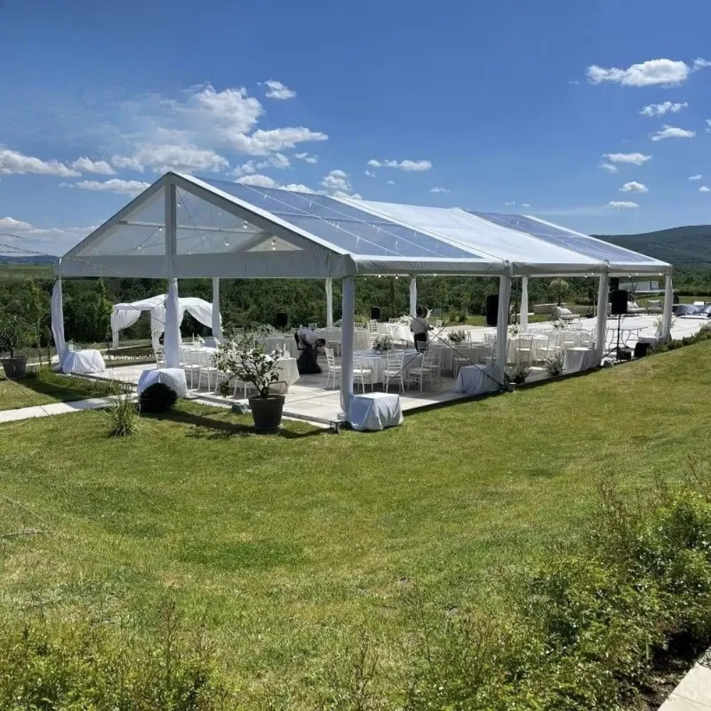 Aluminum White PVC Wedding Party Tent, Inner Ceiling Liner, Anniversary Outdoor Marquee for 500‑Person Banquet,Event Gathering