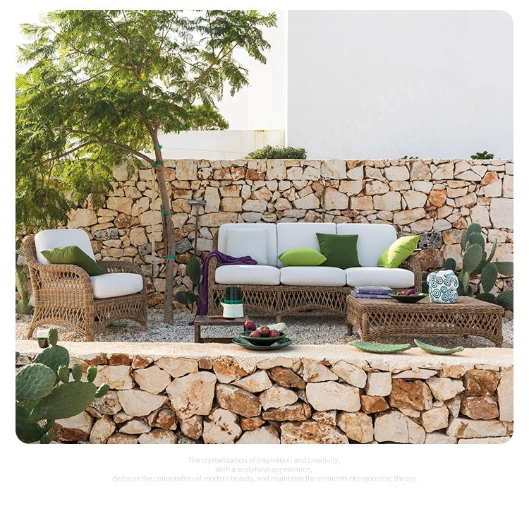 HXL outdoor sofa balcony rattan chair garden waterproof aluminum alloy outdoor terrace casual rattan sofa chair