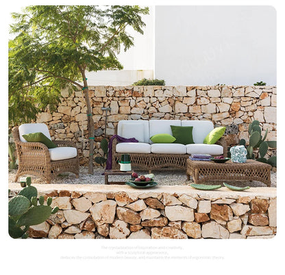 HXL outdoor sofa balcony rattan chair garden waterproof aluminum alloy outdoor terrace casual rattan sofa chair