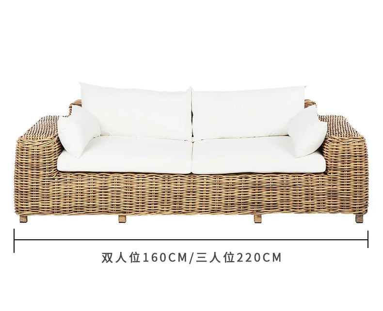 Outdoor rattan sofa  terrace leisure waterproof sunscreen balcony rattan chair outdoor villa garden combination