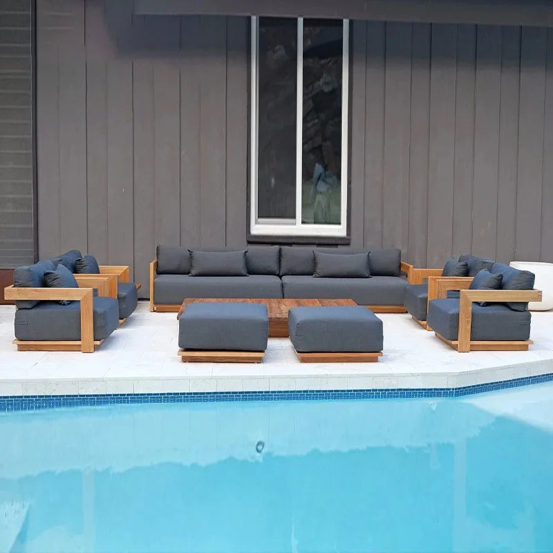 Outdoor Sofa Set Garden Furniture Lounge Furniture Sofa Outdoor Sofa Set Waterproof Aluminum Alloy Solid Wood