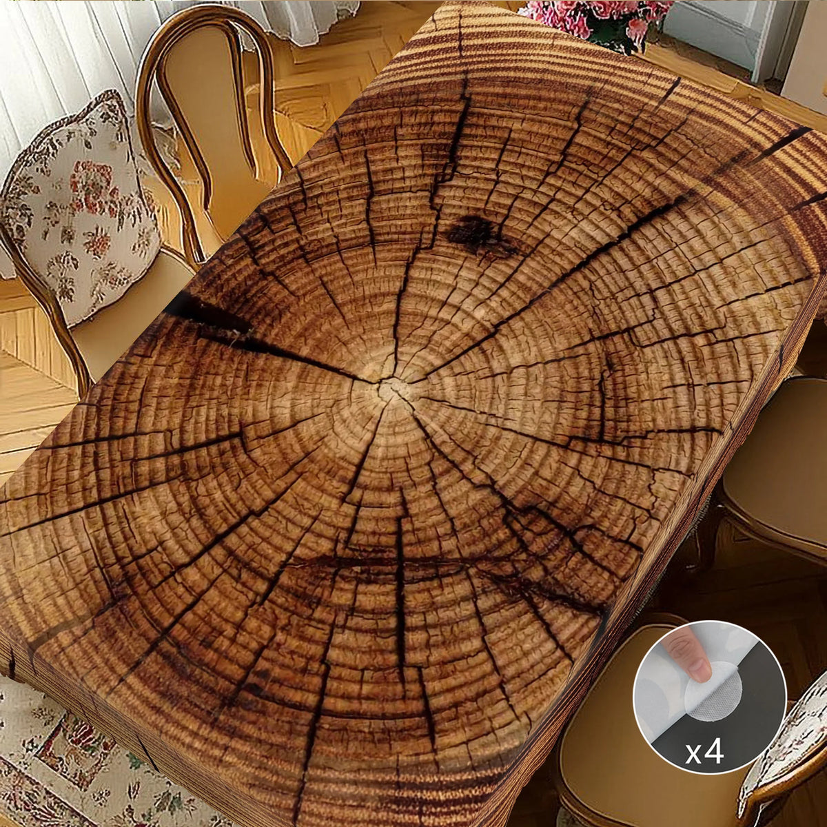 Retro Wooden Board Theme Tablecloth, Wooden Pattern Design, Country Farmhouse Style