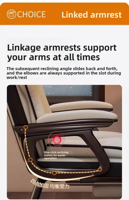 Ergonomic Office Chair with Adjustable Headrest, Latex Seat, Reclining Function & Linked Armrests, Bow Tie Base