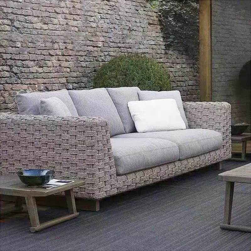 Outdoor rattan sofa combination villa courtyard garden furniture homestay outdoor restaurant lounge chair