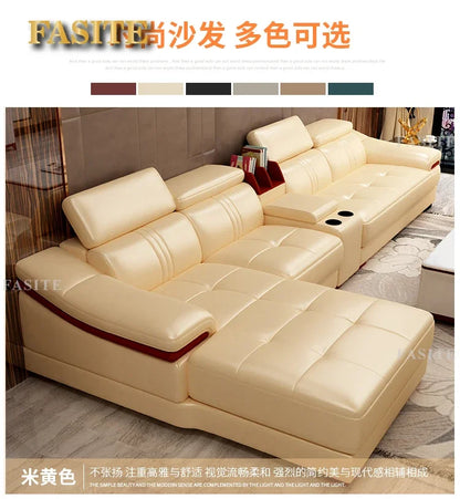 Genuine leather sofa head layer cowhide small unit,simple and modern functional, fashionable leather sofa combination decoration