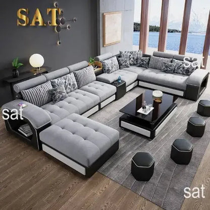 For Modern Sectional Sofas Cum Bed Couch Living Room Sofa Set Home Furnture Luxury U Shaped Corner Sofa Set 7 Seater