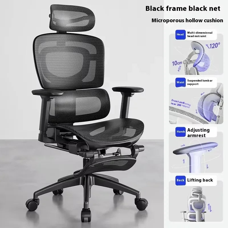 Ergonomic Office Chair with Lumbar Support Adjustable 3D Armrests Recline Tilt Function Mesh Seat for Home Office
