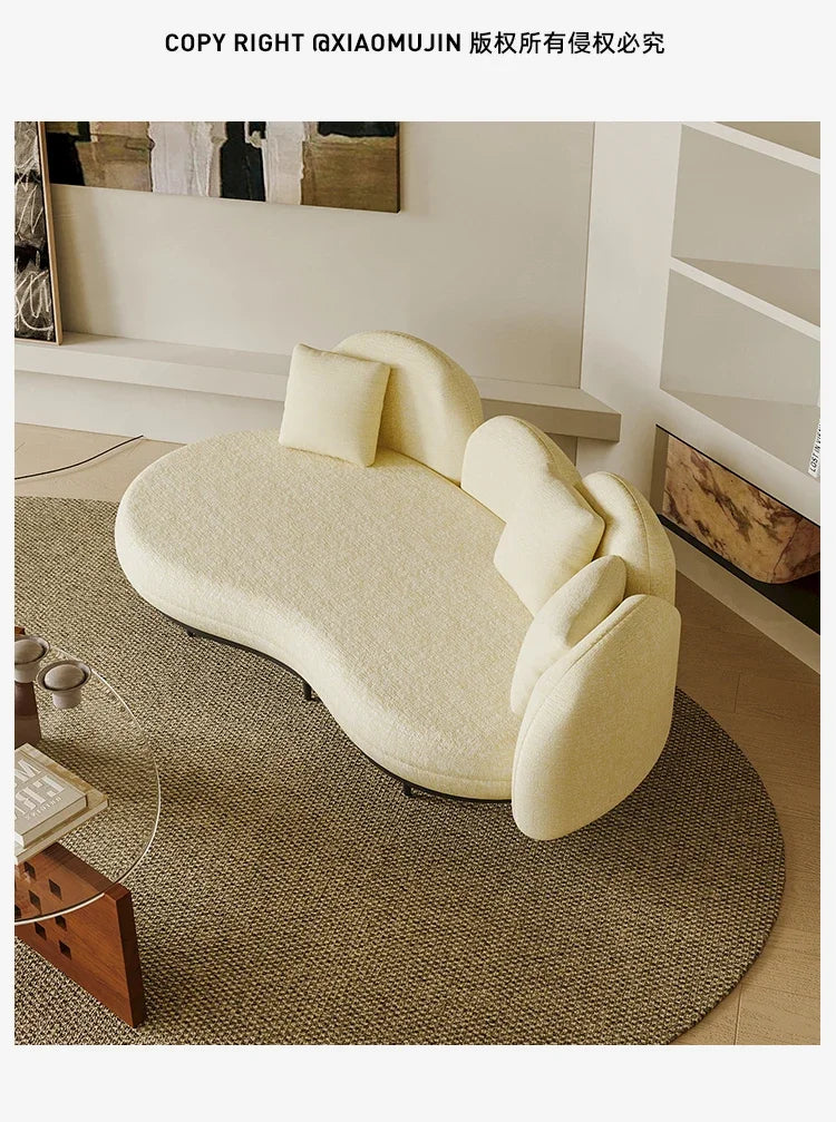 N Cream Style Small Apartment Sofa Fabric Special-Shaped Curved Sofa