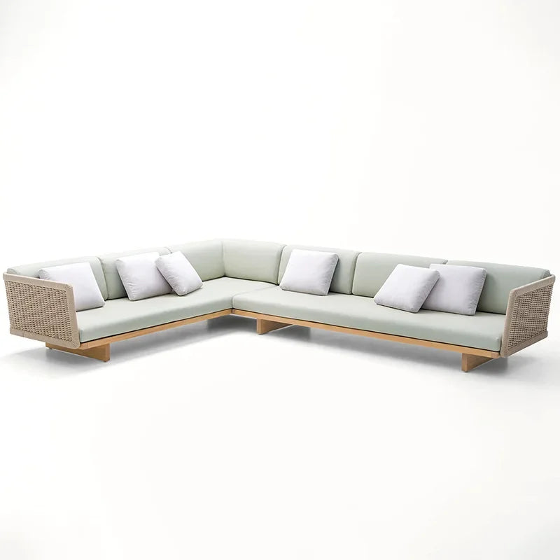 Rattan sofa outdoor leisure combination courtyard garden terrace living room solid wood