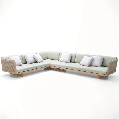 Rattan sofa outdoor leisure combination courtyard garden terrace living room solid wood