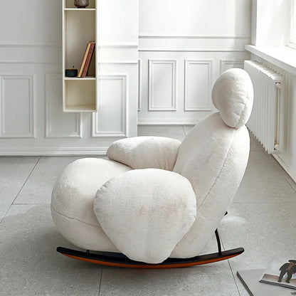 Big white rocking chair lazy sofa rocking chair cream wind single sofa recliner