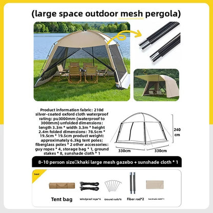 Large Outdoor Tent Canopy Sunshade Screen Gazebo Portable Mosquito Proof Camping Shelter