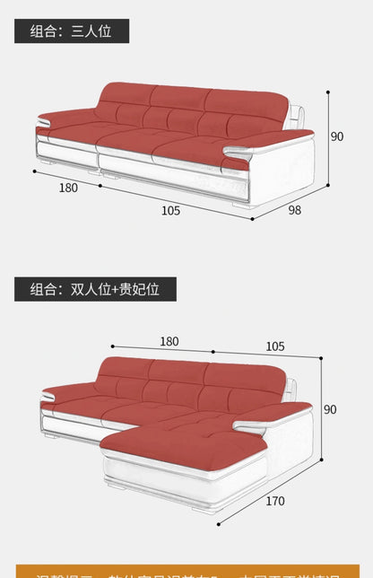 Nordic Italian light luxury leather sofa with a top layer of cowhide, modern and minimalist living room size,  art sofa