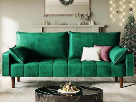 Modern Velvet Loveseat Sofa with Button Tufted Seat and Side Storage for Small Spaces