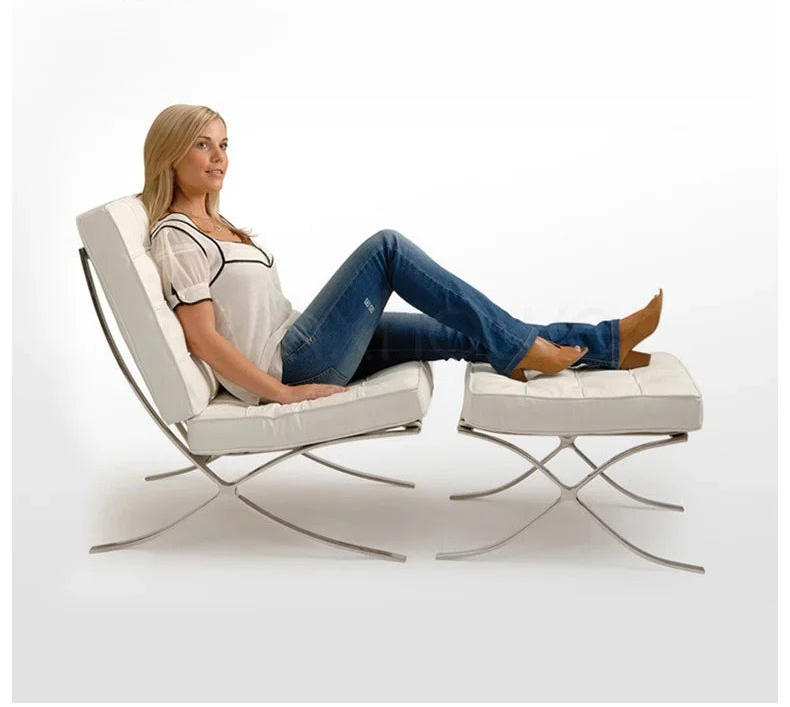 Barcelona leather minimalist chair