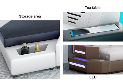 Leather Sofa Set U Combination Leather Corner Sofa Bed with Light Emitting Diode