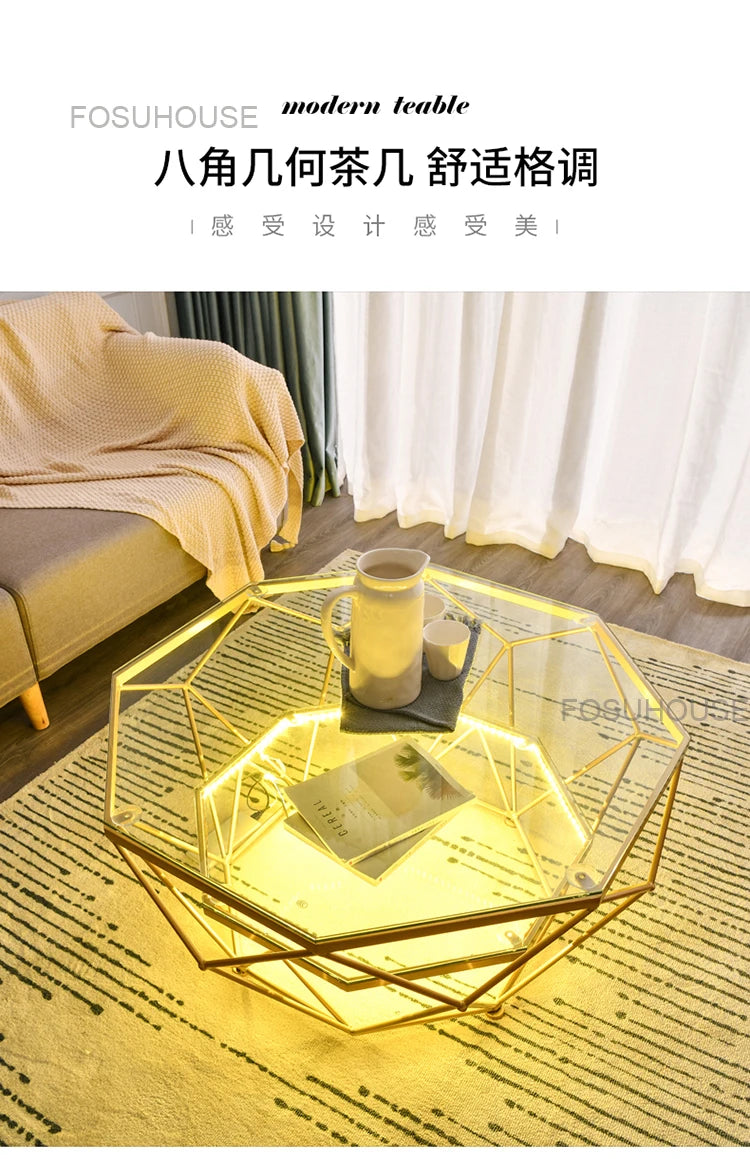 Nordic Glass Living Room Coffee Tables Light Luxury Modern Toughened Glass Bedroom Corner Table Iron Coffee Table Home Furniture