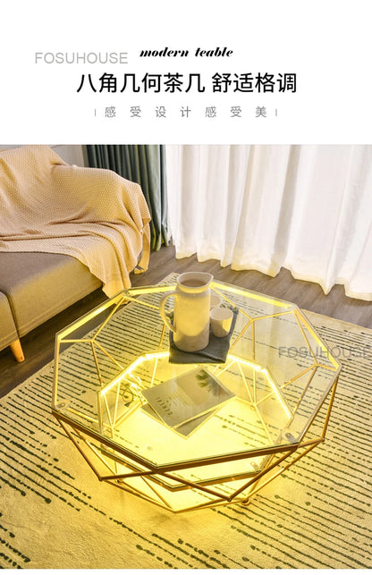 Nordic Glass Living Room Coffee Tables Light Luxury Modern Toughened Glass Bedroom Corner Table Iron Coffee Table Home Furniture