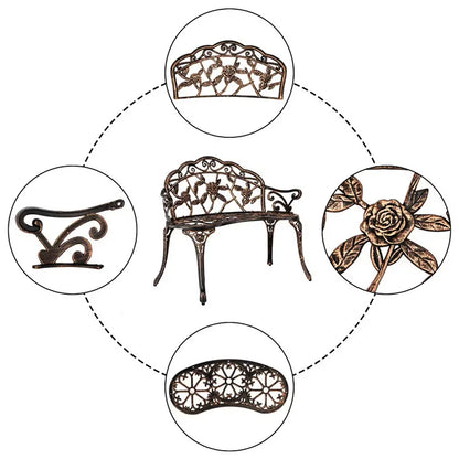 Low MOQ Hot-selling Park Bench Metal Charis Outdoor Furniture Garden Bench With Rose