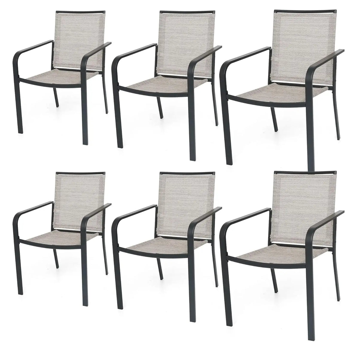 Patio Dining Chairs Set of 6, Outdoor Stackable Dining Furniture Set, All Weather Dining Set for Lawn, Garden, Backyard, Poolsid