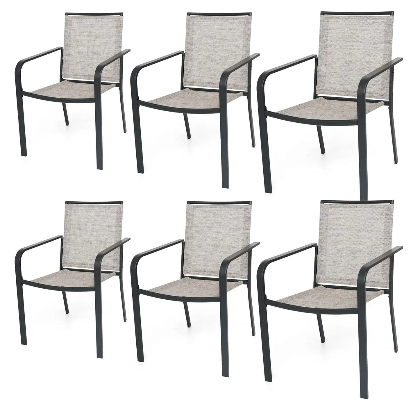 Patio Dining Chairs Set of 6, Outdoor Stackable Dining Furniture Set, All Weather Dining Set for Lawn, Garden, Backyard, Poolsid