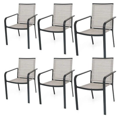 Patio Dining Chairs Set of 6, Outdoor Stackable Dining Furniture Set, All Weather Dining Set for Lawn, Garden, Backyard, Poolsid